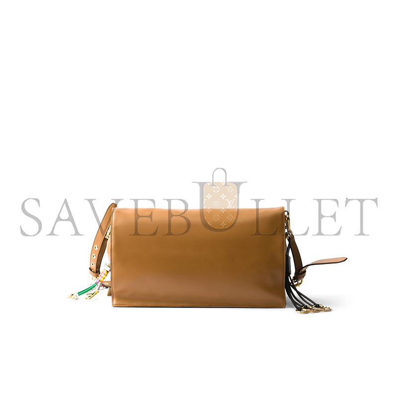 PRADA SOFT SOUND LARGE LEATHER SHOULDER BAG WITH CHARMS 1BD378 (35*19.5*10.5cm)